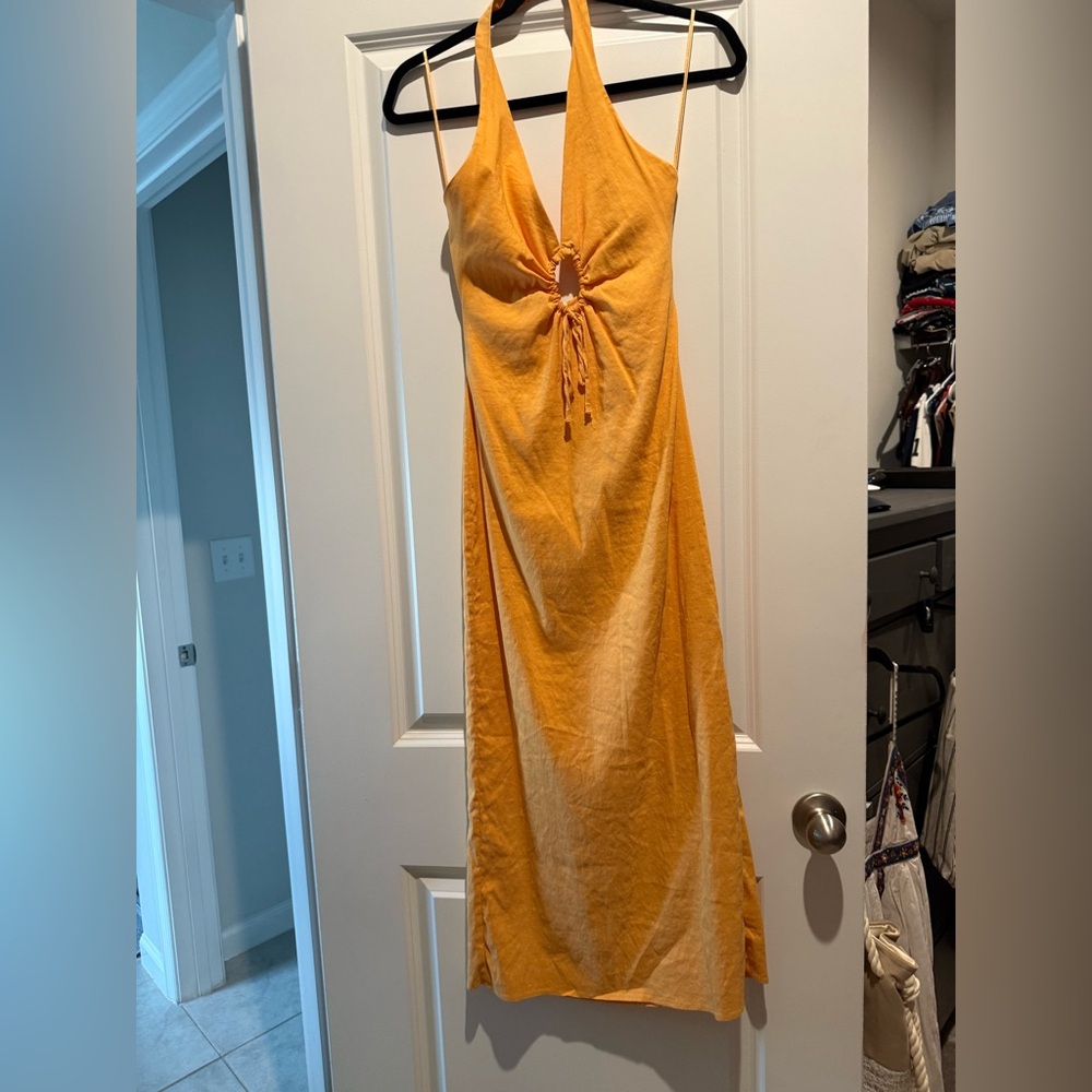 Zara Halter Backless Midi Dress